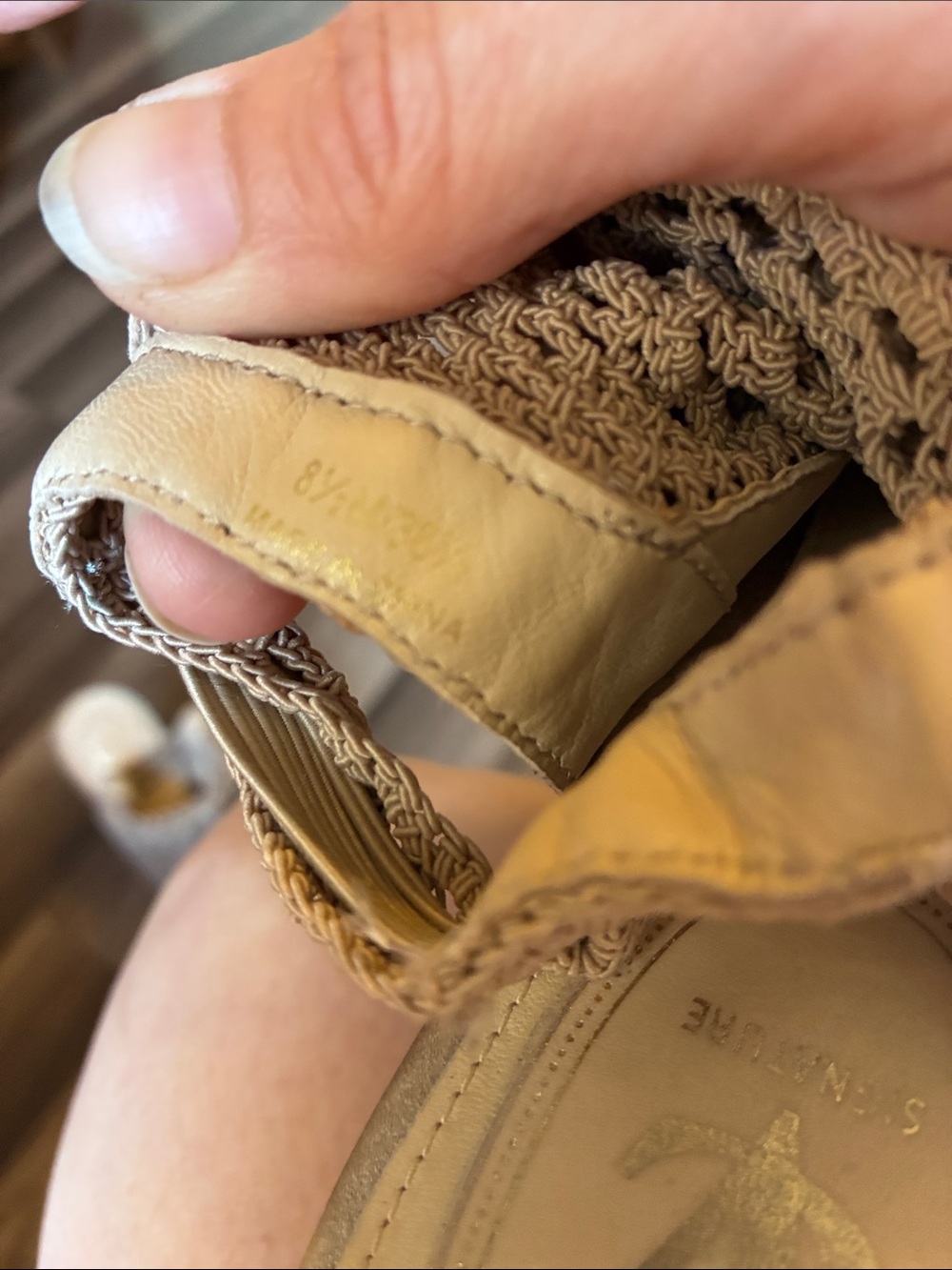 Vince Camuto Beige Crochet Peep-Toe Heels - Picture 7 of 16